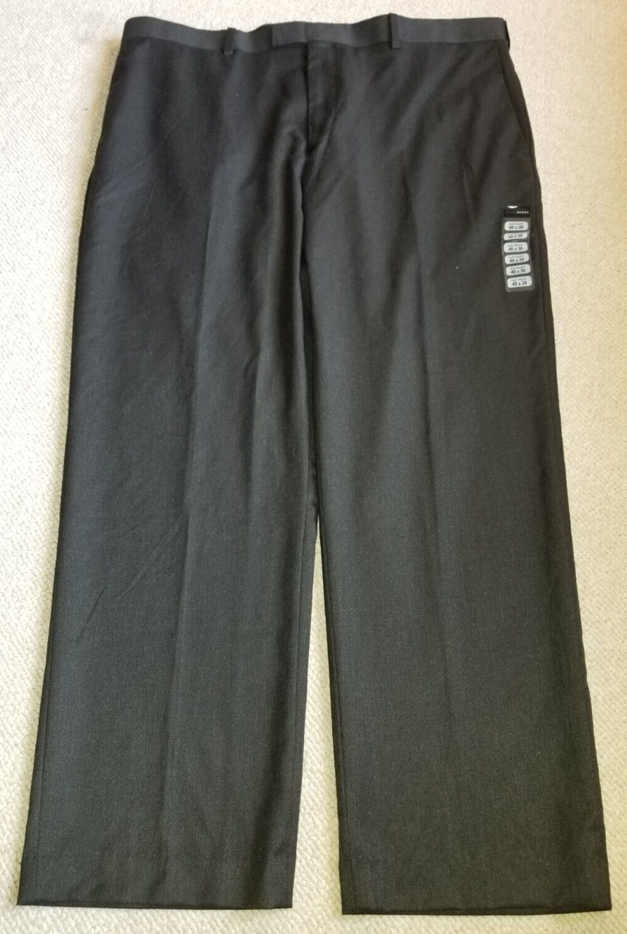 NWT Mens Pants-JOHN HENRY-gray rayon blend "classic fit" flat front-40x30